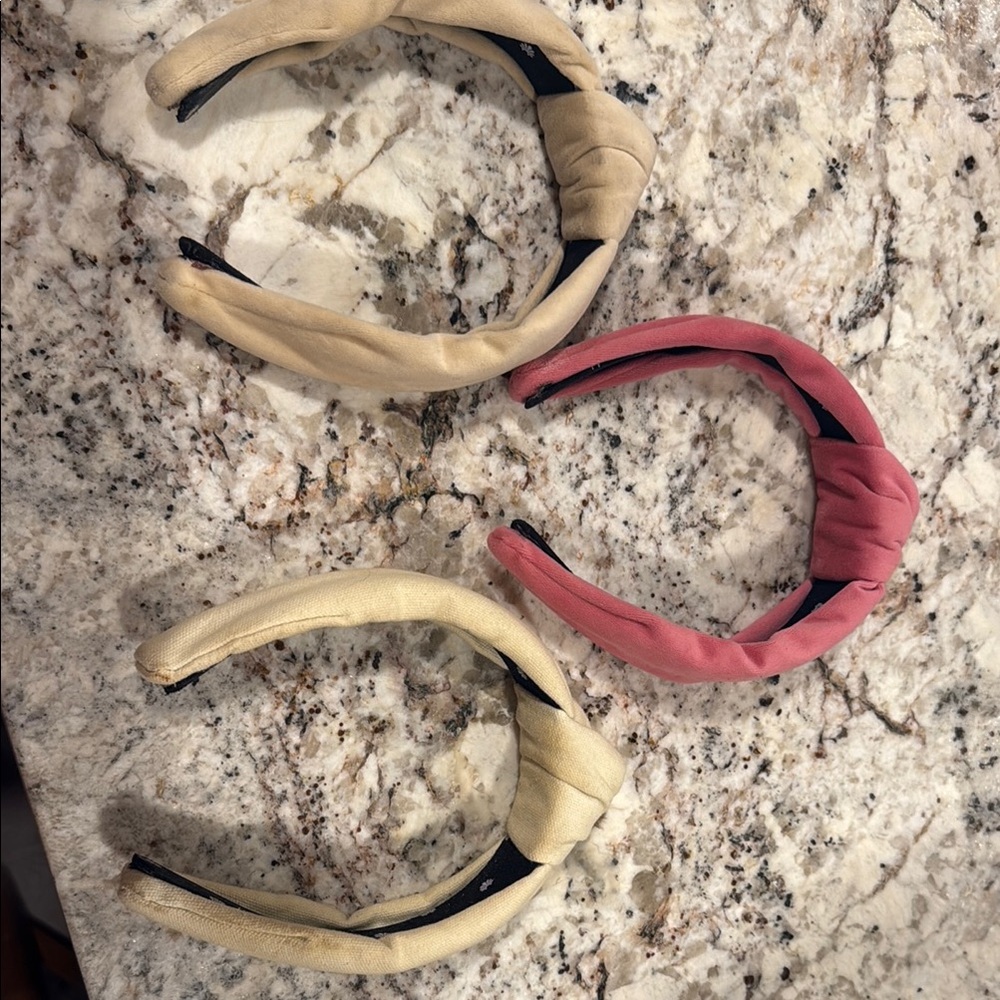 Lele Sadoughi Beige and Pink Headband Trio
